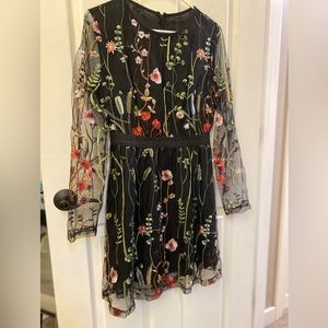 Sheer Long Sleeve Floral Dress size Medium